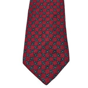 Gieves & Hawkes Silk Necktie Red Diamond Pattern Mens Designer Luxury Formal